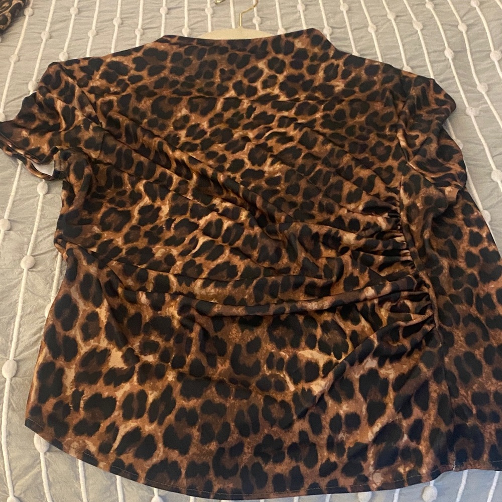 Mango Leopard Print Blouse - Brown and Black